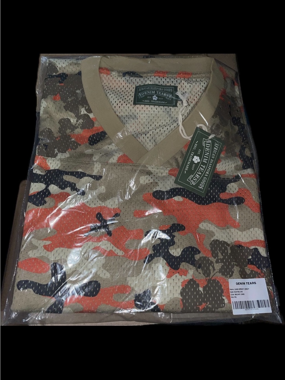 Denim Tears Camo Cotton Wreath Mesh V-Neck Jersey Top Size-XXL FREE Shipping